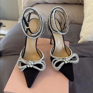 MACH & MACH Black Heels with Silver Bow Detail 
Perfect condition. Worn once
